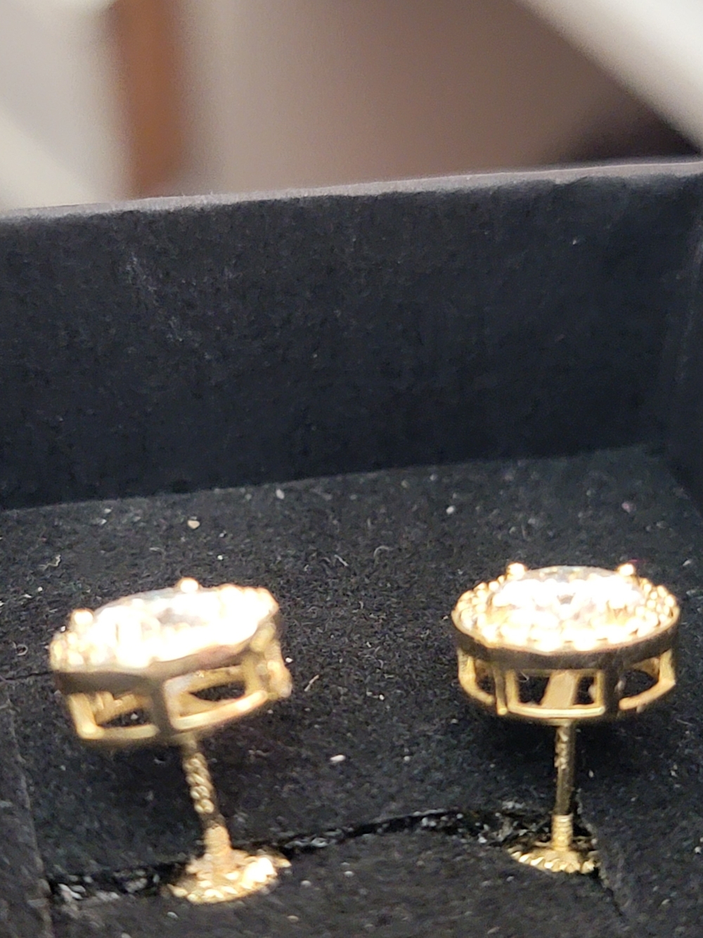 Gold-Tone Round Cubic Zirconia Stud Earrings - Elegant Women Jewelry